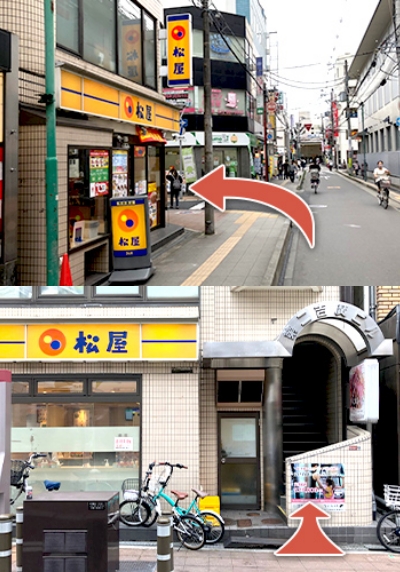 松屋横の階段から第2吉廣ビル4階へ